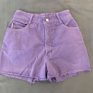 Vintage Bongo Shorts Juniors 3 Purple Denim High Rise Cutoff Frayed Hem USA